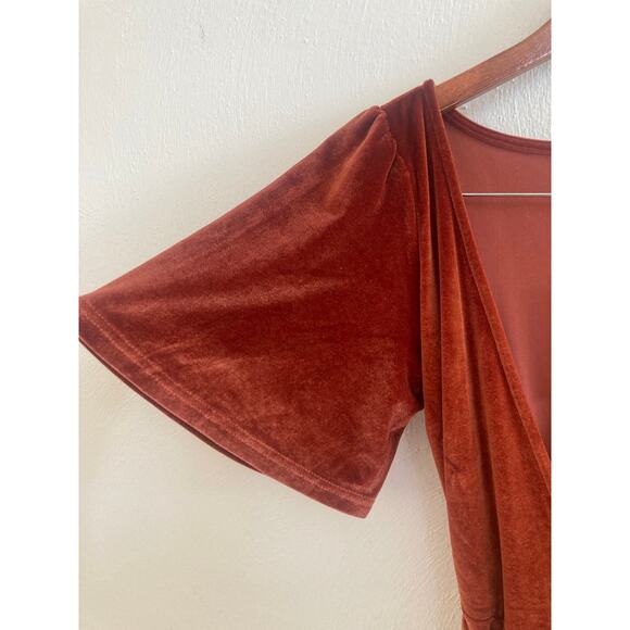 NWT Baltic Born Meghan Velvet Wrap Maxi Dress Rust Copper Spice Fall XS - Picture 8 of 8